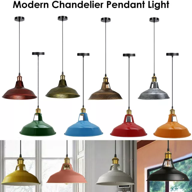 Modern Industrial Chandelier Retro Loft Hanging Lampshade Ceiling Pendant Light