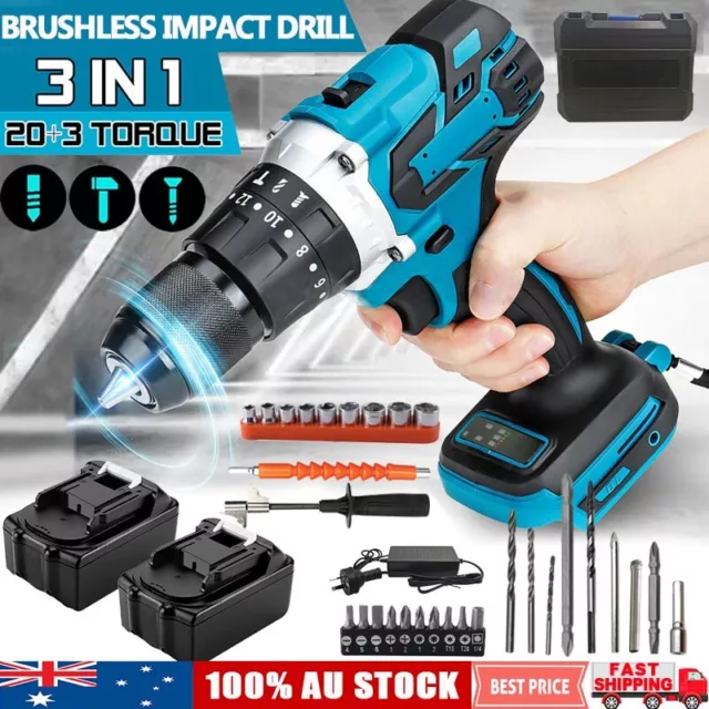 Brushless Impact Driver Hammer Drill Li-ion Battery Charger Tools For Makita 18V