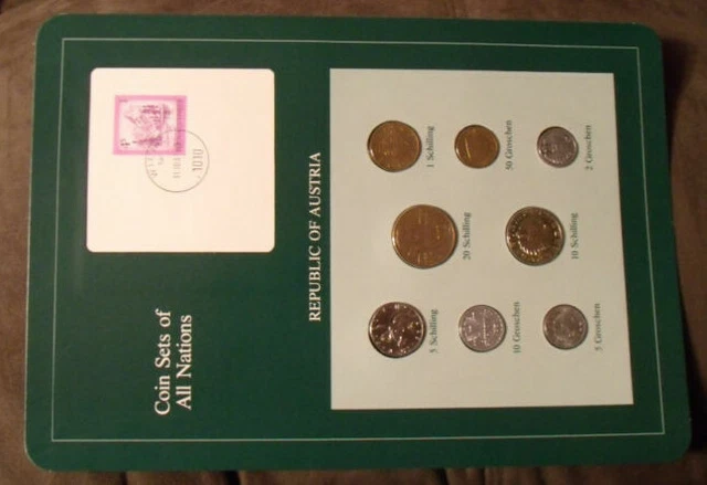 Coin Sets of All Nations Austria all 1982 UNC w/card 20,10,5,1 Schilling