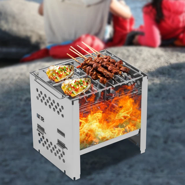 Kocher Stove Tragbarer Camping Folding Windschutzscheibe Brennholz Herd Kochen