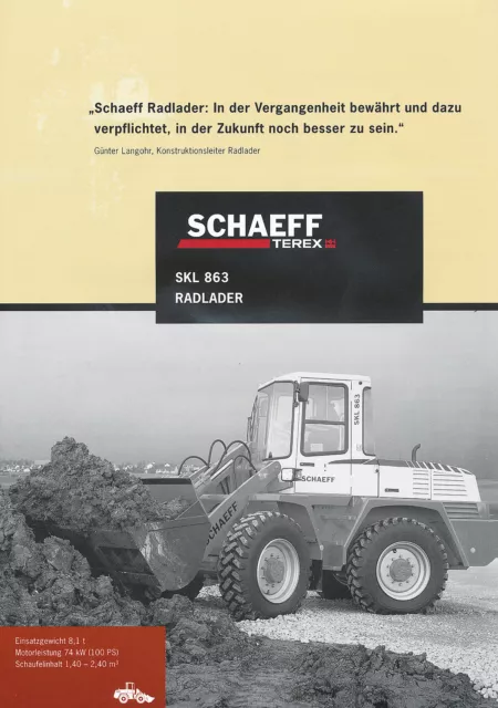Schaeff SKL 863 Radlader Prospekt 2002 D brochure wheel loader broschyr catalog