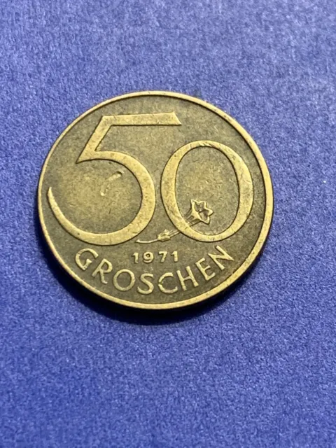 1971  AUSTRIA  50 Groschen  Coin