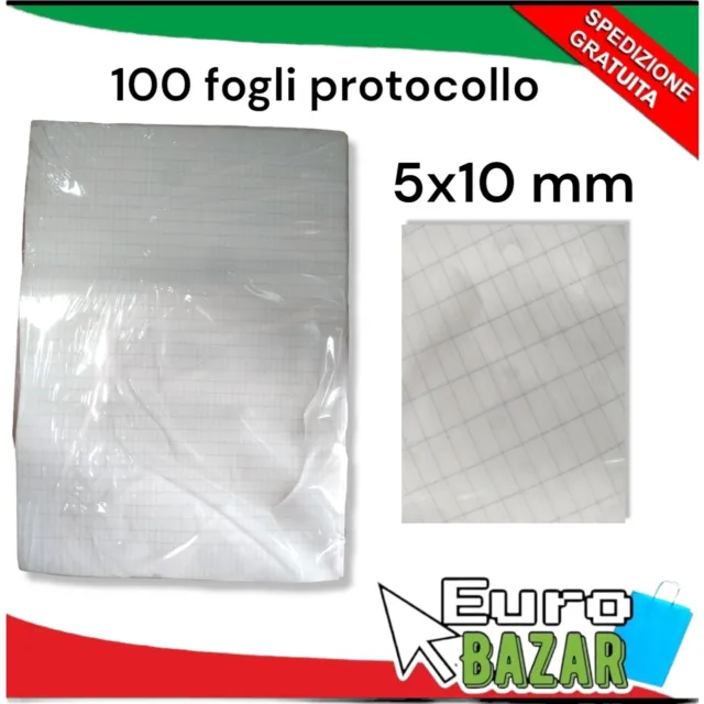 FOGLI PROTOCOLLO - QUADRETTI 4mm- CONFEZIONE 100 FOGLI EUR 12,90 - PicClick  IT