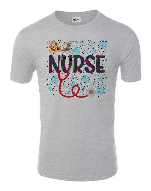 Christmas Holiday Nurse With Stethoscope Unisex Tee Tshirt