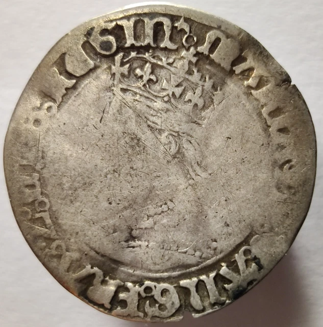 1553-4 Mary I Groat 4 Pence Hammered English Silver Sole Reign mm Pomegranate
