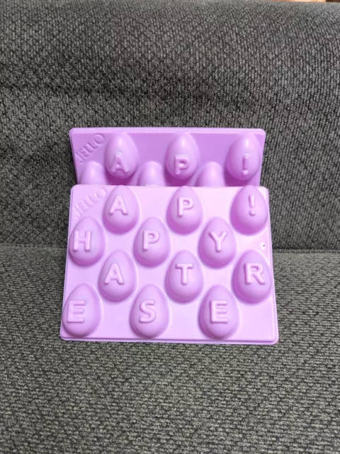 Jello Jigglers Easter Molds Set Of 2, 1/2 Egg Mold Letters Spells Happy Easter