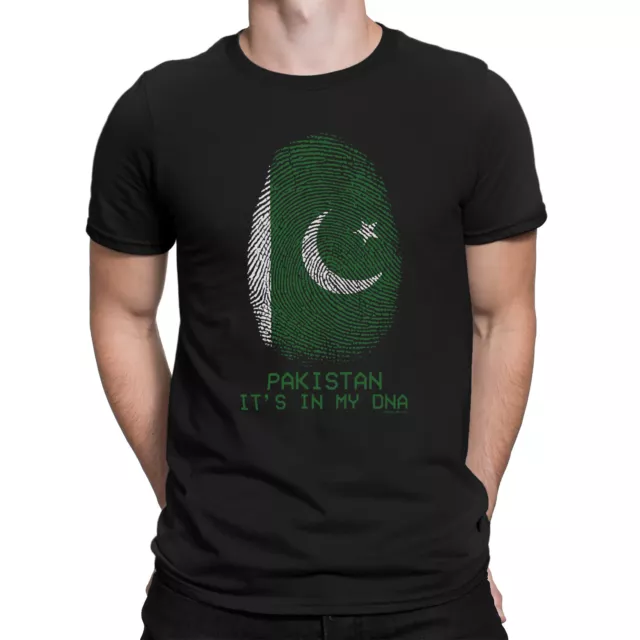 Mens PAKISTAN Cricket ORGANIC Cotton T-Shirt DNA Fingerprint Hockey Tee Flag