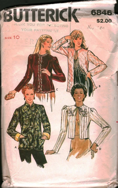 6846 Vintage Butterick SEWING Pattern Misses Loose Fitting Evening Bed Jacket 10