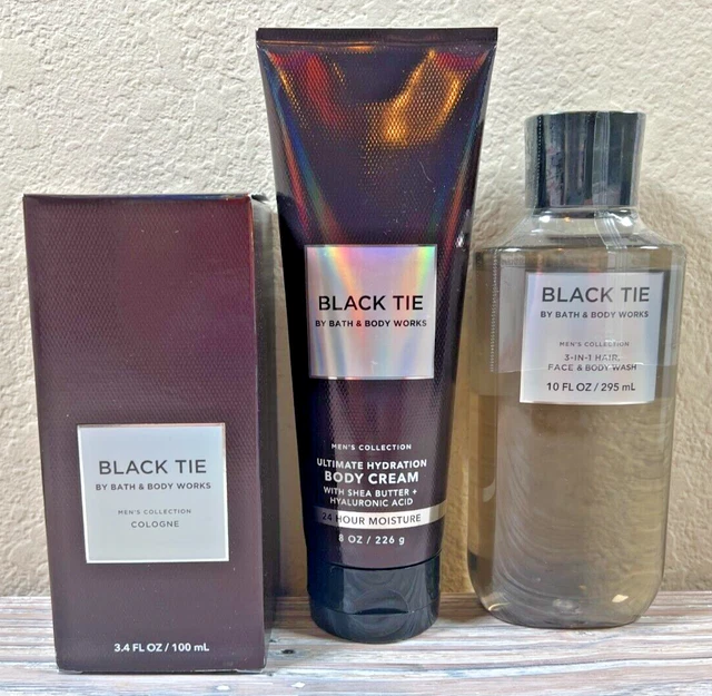 BLACK TIE Bath & Body Works Men's Collection Cologne, Body Cream & Gel Wash Set BLACK TIE Bath & Body Works Men's Collection Cologne, Body Cream & Gel Wash Set