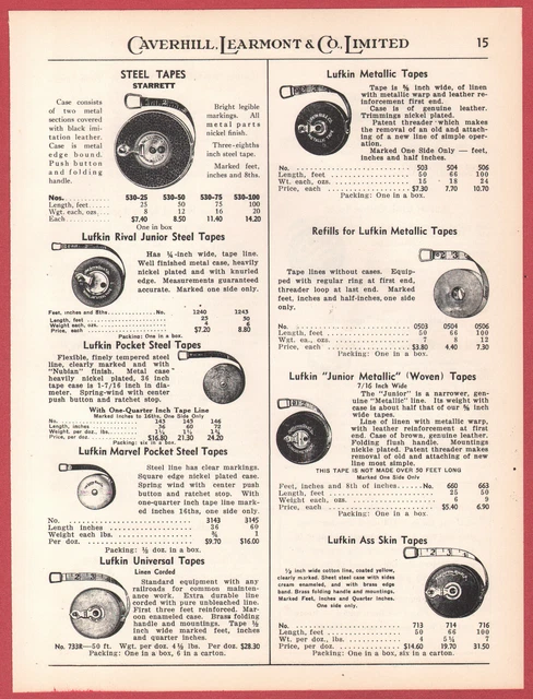 1940 Canadian paper print ad Lufkin Maple, Rabone, Red End, Zig Zag Rules