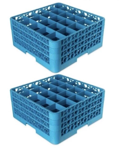 Opticlean Carlisle RG25-314 25 Compartment Glass Rack With 3 Extenders 2 pack