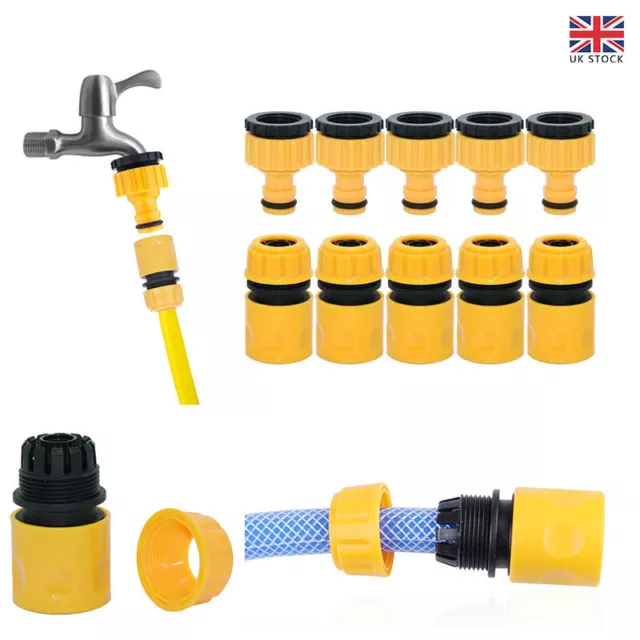 10Pcs/Set Garden Car Water Hose Pipe Tap Adapter Connector&Fitting Hosepipe UK