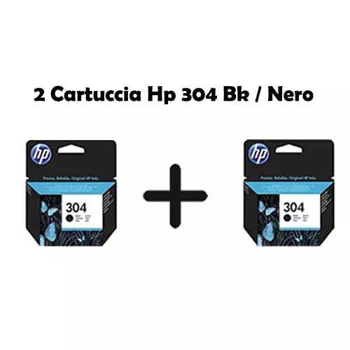 2 Pz. Cartuccia Originale nero hp 304 Bk N9K06AE