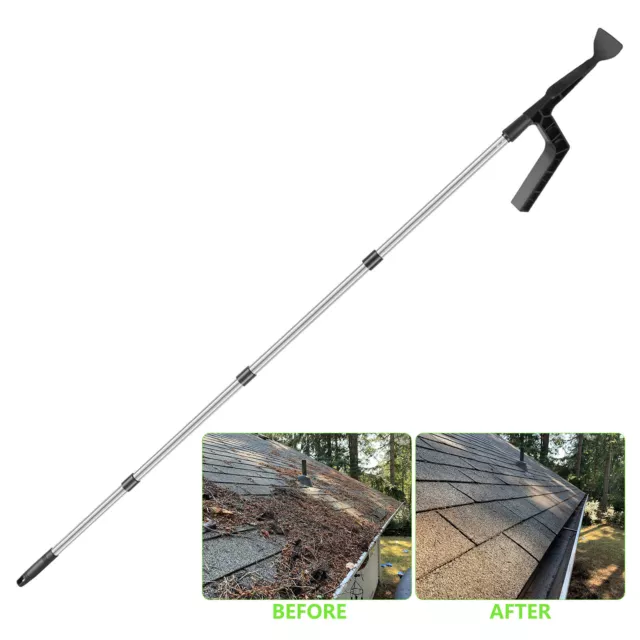 Roof Leaf Cleaner Gutter Tool Cleaning Spoon Scoop Behind Skylights W/ Pole