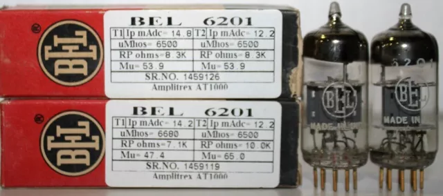 6201 BEL "O" Getter fabriqué en Inde Amplitrex AT1000 testé 1 paire...