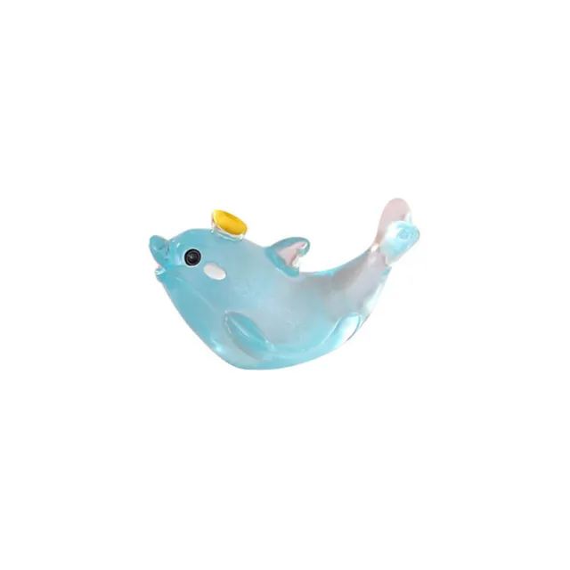 2pcs Cute Mini Luminous Dolphin Resin Figurine Crafts Outdoor Garden Accessories