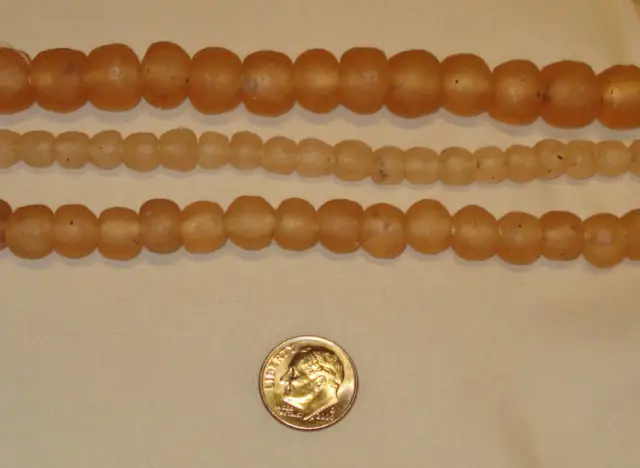 Beautiful Fair Trade Artisan Unenhanced Recycled Glass Beads Very Rare Peach