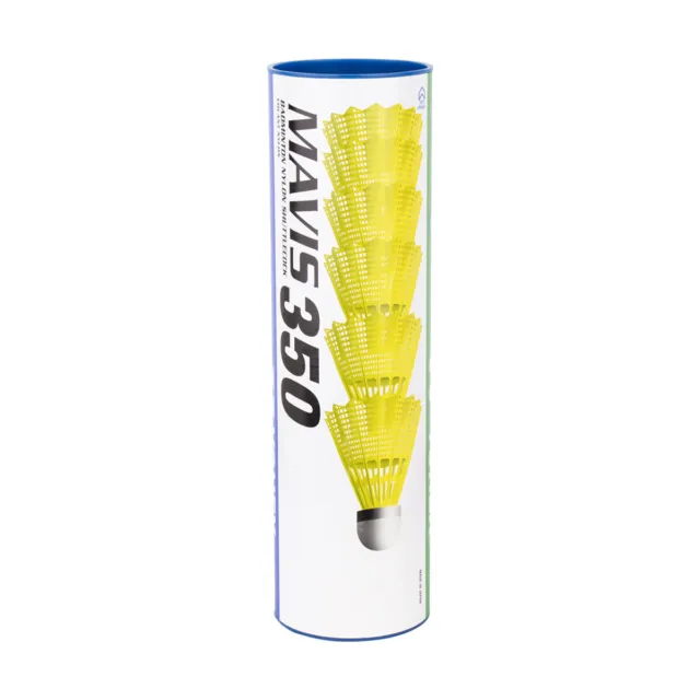 Yonex Mavis 350 6er Dose Badmintonbälle Federbälle in weiß/gelb slow/middle/fast