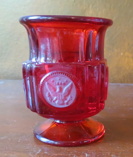Fostoria Coin Ruby Red Footed Cigarette Urn/Toothpick Holder