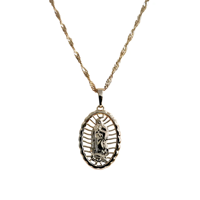 Ancien pendentif plaqué or MEDAILLE Ste MARIE vierge 1830 bijou vintage 1893