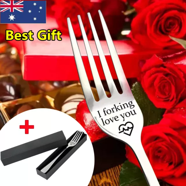 I forking love you Engraved Stainless Steel Fork w/ Gift Box Best Present Love
