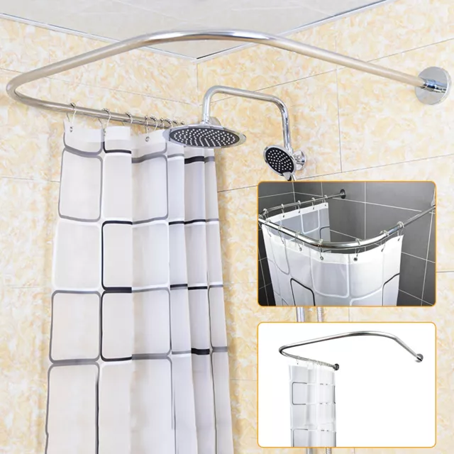 New Shower Curtain Rail Rod U Shape Curved Toilet Bathroom Pole Stainless Steel