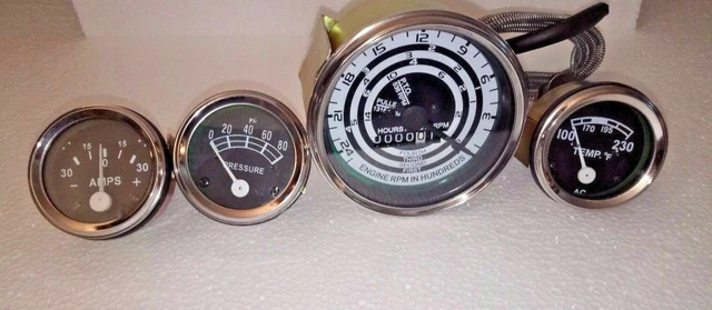 Gauge Kit For Ford Tractors 600,700,800,900,1800,2000,4000 Series - Tachometer, Temp, Oil, Amp