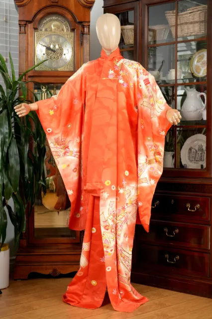 Dear Vanilla Japanese Silk Furisode Kimono Women's Authentic Japan Made Vintage