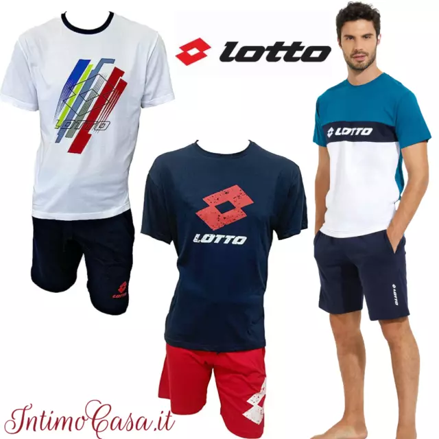 Completo Sportivo Uomo LOTTO Corto 100% cotone Pigiama estivo