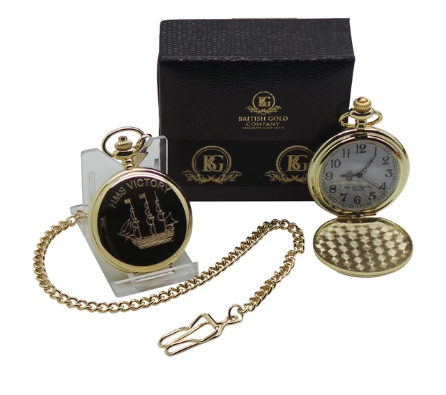 HMS VICTORY GOLD Pocket Watch Royal Naval Ship Navy Vintage History