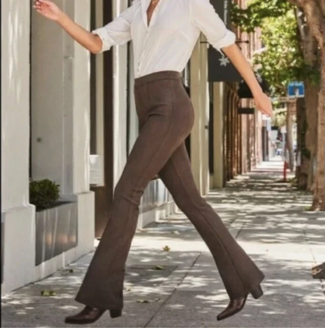 Spanx | M | NEW Faux Suede Flare Pants Chocolate Brown