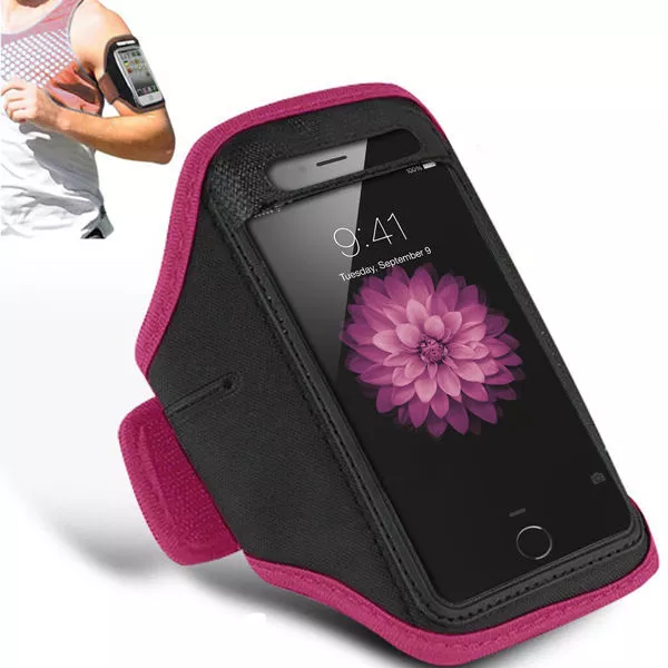 Padded Armband iPhone 6Plus 5.5" Running Secure Keyhole Fastening (Pink)