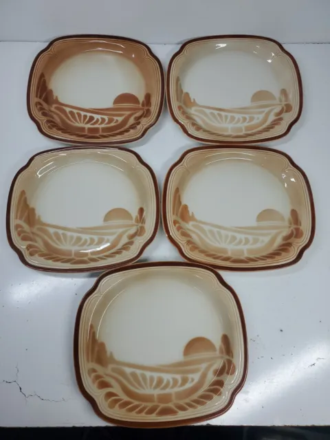 Vtg Restaurant Ware Syracuse China Countryside Plate Airbrush lot 1980s Brown