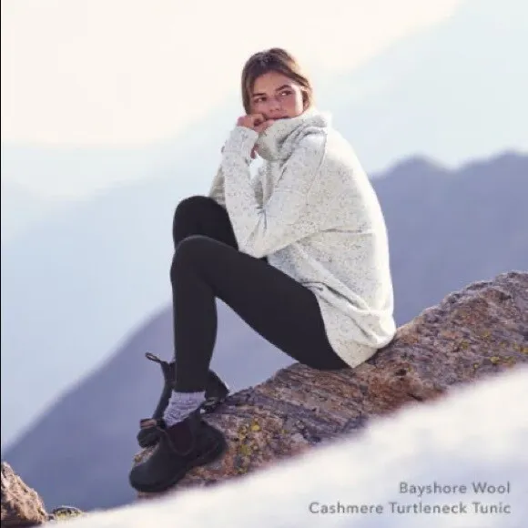 Athleta Bayshore Wool Cashmere Turtleneck Tunic Sweater Donegal Gray Size Small