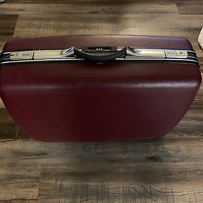 Vintage American Tourister Hard Side (Burgundy) Suitcase with Rolling Wheels