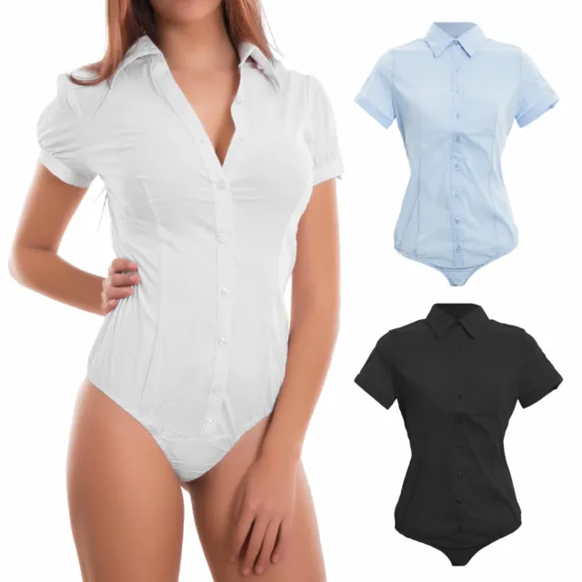 Body donna camicia maniche corte colletto lavoro slim sfiancata TOOCOOL D-SOV22