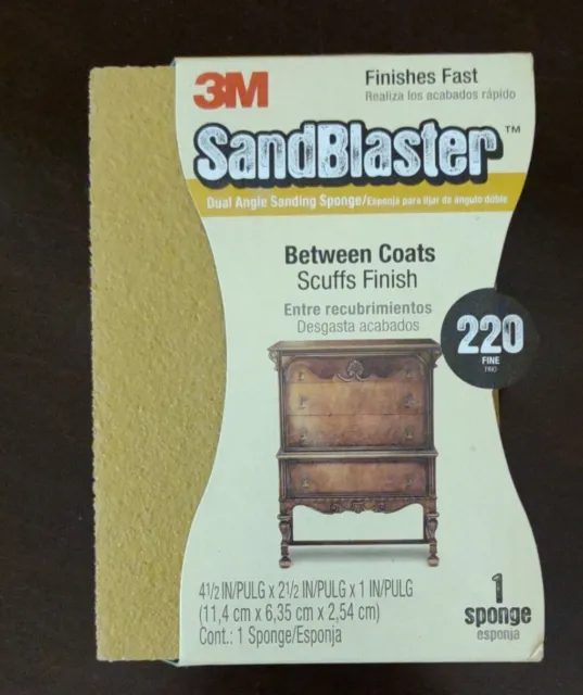 3M Sandblaster Edge Detailing Sanding Sponge 220 Grit 4-1/2" x 2-1/2" x 1". TM