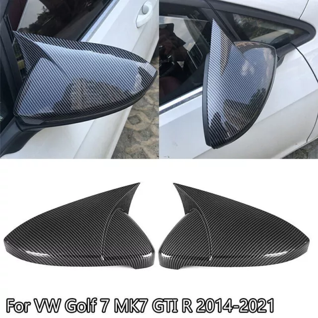 For 2014-19 VW Golf MK7 MK7.5 GTI GTD R Carbon Fiber Side Wing Mirror Caps Cover