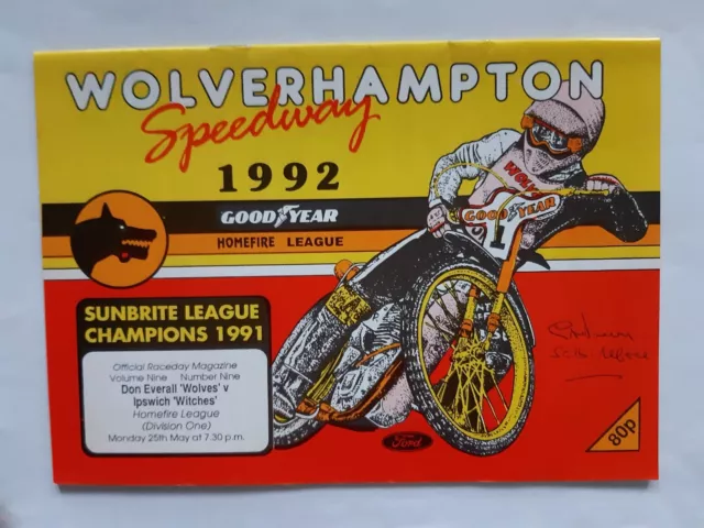 WOLVERHAMPTON vs IPSWICH SPEEDWAY PROGRAMME 25/05/1992 (VERY GOOD CONDITION)