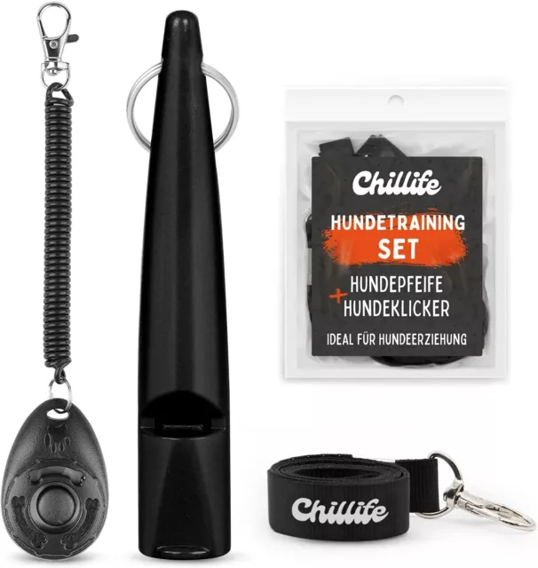 Chillife Hundetraining Zubehör Set, Hundepfeife und Clicker, Pfeife, Welpe, Hund