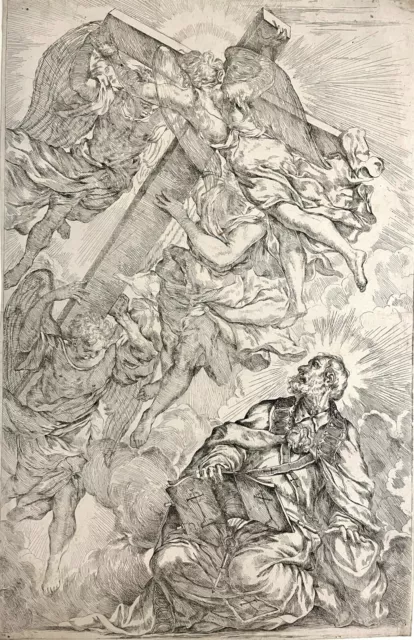 Large 16Th Cen. Italian Etching Of The Vision Of St. Peter After Tintoretto