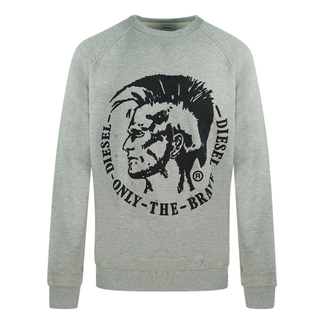 Diesel S-Orestes-Patch Indian Logo Grey Sweater