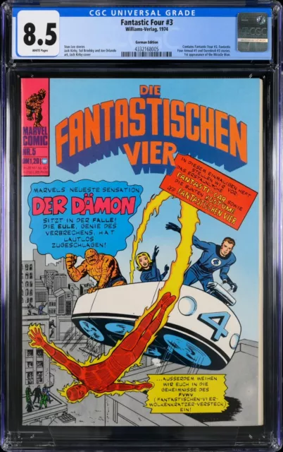 Fantastic Four # 3/Die Fantastischen Vier # 5, Williams 1974, CGC 8.5, German