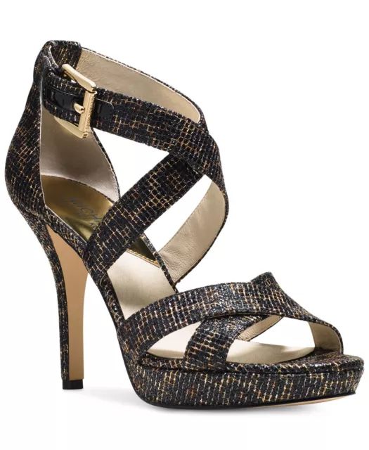 $135 NIB MICHAEL MICHAEL KORS Women Evie Platform Glitter Sandal Shoe sz 8M 2