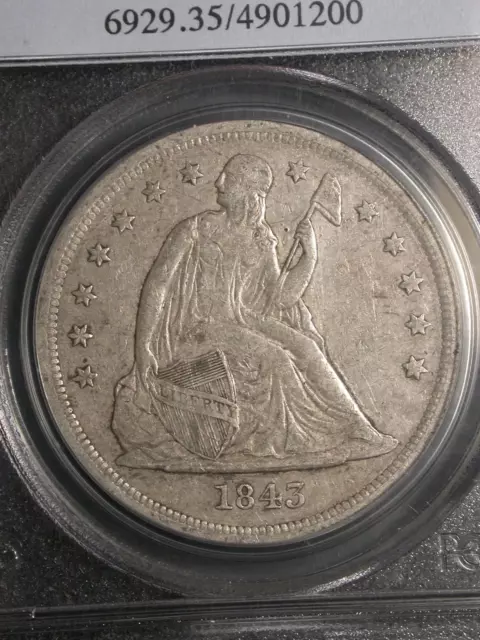 1843 PCGS VF35 Seated Dollar