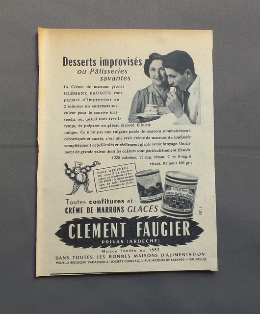 Antique Advertisement Pub Advert Clipping 130517 Dessert Improvises Clement Faugier