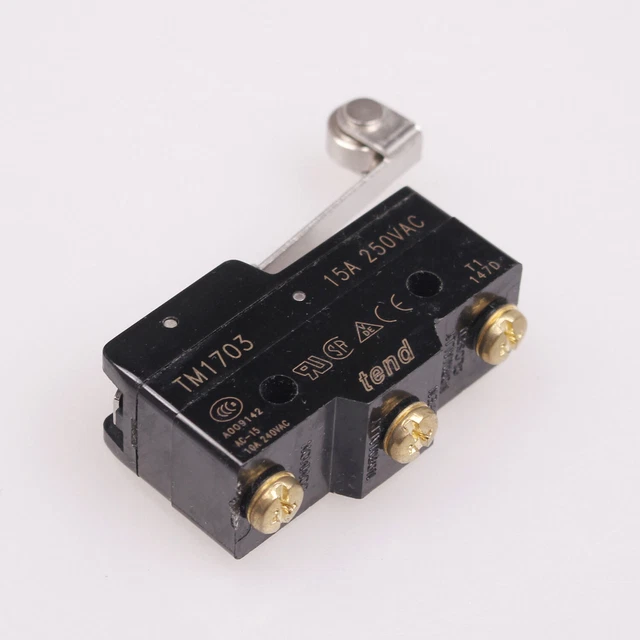 TM-1703 Long Hinge Roller Lever Momentary Limit Micro Switch, 380V, 10 Amp