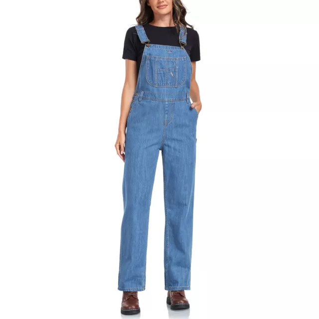 HISEA Women's Denim Bib Overalls 100% Cotton Workwear Dungarees Jumpsuit Pockets