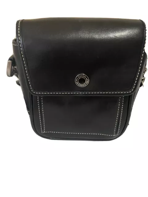 Vintage Coach #9076 Companion Legacy Black Leather Cross Body Shoulder Bag  1980s