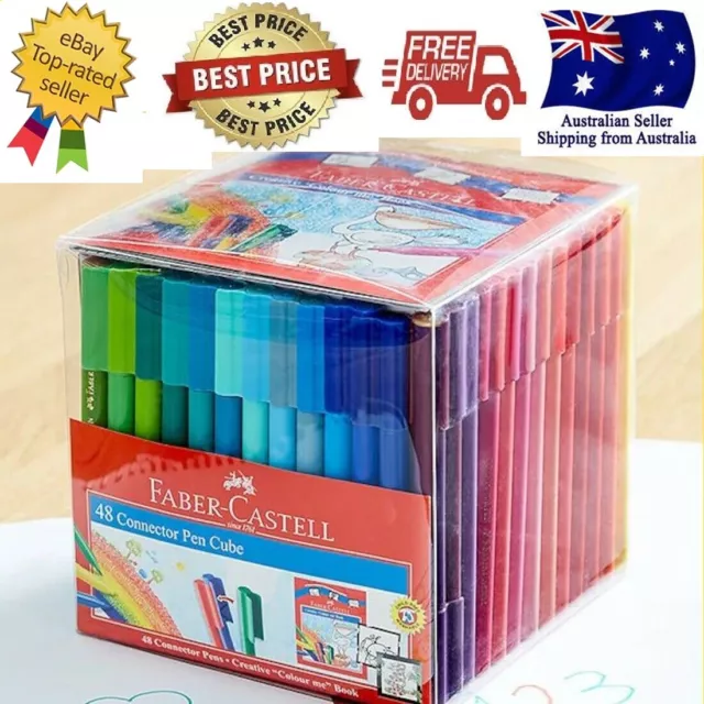 Faber Castell 48 Pack Texters Connector Pens Art Drawing Texta Colouring Kids